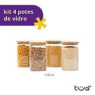 Potes de Vidro 1,1L com Tampa de Bambu: Organize com Estilo! - imagem 2