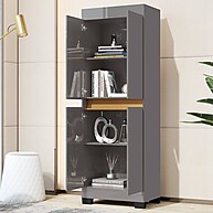 Armário Multiuso 4 Portas Gael Cinza/Mel: Organize com Estilo - imagem 2