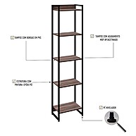 Estante Dynamica 5 Prateleiras Nogal/Preto – Organize com Estilo - imagem 2