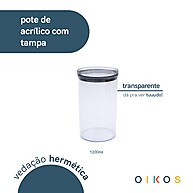 Pote Acrílico 1,2L Oikos: Organize com Estilo! - imagem 2