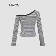 Camiseta Listrada Ombro Frio Lovito: Verão com Estilo! - imagem 2