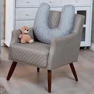 Almofada de Amamentação Grande em 100% Algodão com Estampa Chevron Cinza - Conforto e Estilo para Mães - imagem 4