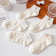 Meias Brancas Florais: 12 Pares Conforto & Estilo - imagem 1