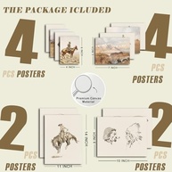 Conjunto de 12 Pinturas Western Vintage para Decoração de Parede - Estilo Rancho Sudoeste Rústico - imagem 4