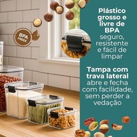 Kit 5 Potes Herméticos Empilháveis - Organize sua Cozinha com Estilo e Segurança - imagem 4