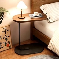 Mesa de Apoio Lateral Estilo Industrial em MDF Oval para Sofá de Canto - imagem 3