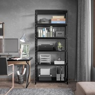 Estante de Aço Preta com 6 Bandejas | 190x90x27cm | Organize Livros e Objetos com Estilo - imagem 4