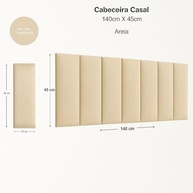 Conjunto Cabeceira Cama Casal 1,40 com Mesa de Cabeceira Luxo - Estilo Retrô Off White e Cinamomo - imagem 3