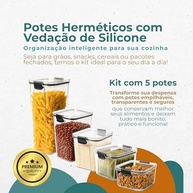 Kit 5 Potes Herméticos Empilháveis - Organize sua Cozinha com Estilo e Segurança - imagem 3