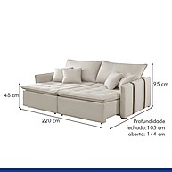 Sofá Cama Retrátil Veludo 220cm: Conforto e Estilo - imagem 2