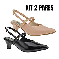 Kit 2 Pares Scarpin Slingback Feminino Salto Baixo – Conforto e Estilo - imagem 1