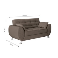 Sofá 2 Lugares Suede Castanho: Conforto e Estilo - imagem 2