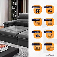 Sofá Retrátil Reclinável Grécia 2,30m Cinza – Conforto e Estilo - imagem 2