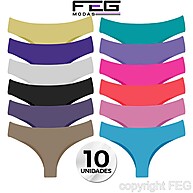 Kit de 10 Calcinhas Sem Costura Corte Laser Original FEG – Conforto e Estilo - imagem 1