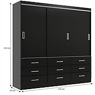 Guarda-Roupa Casal Isabela 3 PT 9 GV Preto – Organização e Estilo - imagem 2
