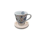 Caneca Olho Grego com Base em Madeira Pinus – Proteção e Estilo - imagem 1