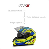 Capacete Gtx Fox Amarelo e Azul Tam 60: Segurança e Estilo com Óculos Interno Integrado - imagem 5