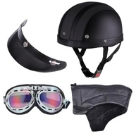 Capacete Coquinho Aberto Estilo Retrô com Óculos Integrado para Motos - imagem 2