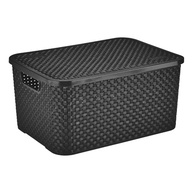 Cesto Organizador Rattan Preto G - Plástico Resistente e Estilo Natural - imagem 2