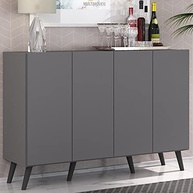 Aparador Buffet 4 Portas Retro Design Veneza - Estilo e Funcionalidade com Pés Retrô Grafite/Preto - imagem 2