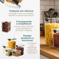 Kit 5 Potes Herméticos Empilháveis - Organize sua Cozinha com Estilo e Segurança - imagem 5