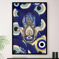 Quadro Olho Grego Mao Turco Decorativo A4 23x33cm - Moldura Premium com Proteção e Estilo - imagem 2
