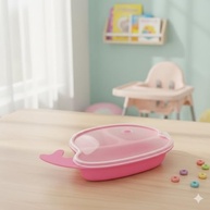 Prato Infantil Baleia com Divisórias Rosa - Estimule Boas Refeições com Estilo - imagem 3