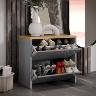 Sapateira Safira 2 Portas Basculantes Mell Cinza Freijó - Organize com Estilo e Praticidade - imagem 4