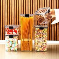 Kit 5 Potes Herméticos Empilháveis - Organize sua Cozinha com Estilo e Segurança - imagem 1