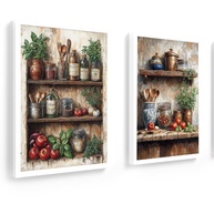Kit 2 Quadros 18x24 cm Cozinha Vintage com Vidro - Estilo Gourmet Retro - imagem 1