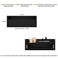 Mesa de Cabeceira Suspensa 80 cm Preta: Prática e Estilosa - imagem 2