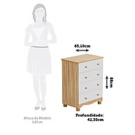 Cômoda Infantil 4 Gavetas MDF Branco/Amêndoa – Segura e Estilosa - imagem 2