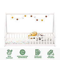 Cama Infantil Montessori Branca com Grade – Segura e Estilosa - imagem 2