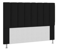 Cabeceira Estofada Carla 140cm para Cama Box Casal em Suede Preto - Design Moderno com Kit Pés - imagem 1