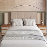 Cabeceira Casal Extensível com 2 Mesas de Apoio Ripado Estofada Cinamomo/Off White Suíça RV - imagem 3