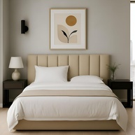 Cabeceira Cama Box Casal 7 Módulos Estofada Modular Bege | Design Moderno e Conforto Total - imagem 1
