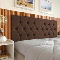Cabeceira Estofada Queen Capitonê em Suede Marrom | Design Moderno com Fixação na Parede - imagem 2