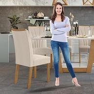 Conjunto de 4 Cadeiras Estofadas Apogeu Móveis Lopas - Design Moderno em Bege - imagem 3