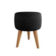 Puff Redondo Estofado com Pé Palito – Banqueta Decorativa Moderna em Preto - imagem 4