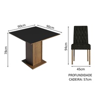 Conjunto Sala de Jantar Livia Madesa: Mesa e 4 Cadeiras com Estofamento - imagem 2