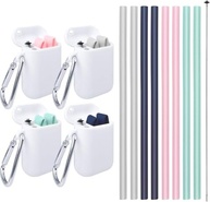 Canudos Dobráveis de Silicone Reutilizáveis - 21 Unidades Coloridas com Estojo Portátil Seguro para Crianças - imagem 2