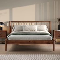Cama Queen Apoana Castanho 158x198cm - Madeira Maciça Moderna com Estrado Reforçado - imagem 3