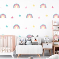 Adesivos Decorativos Arco-íris e Estrelas Coloridos - Laváveis, Seguros e Fáceis de Aplicar para Decoração Infantil - imagem 2