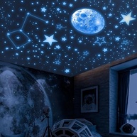 965 Peças Estrelas e Lua que Brilham no Escuro - Decalques de Parede Galáxia para Quarto Infantil - imagem 3