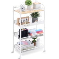 KINGRACK Carrinho Multiuso com 4 Níveis | Mesa de Madeira e Estrutura Metálica Resistente - imagem 1