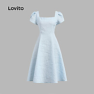 Vestido Lovito Ditsy Floral Azul Claro: Elegância Dividida na Linha Estruturada - imagem 2