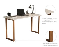 Mesa de Estudo 76cm com Pés de Madeira - Design Prático e Moderno para Casa e Escritório - imagem 5