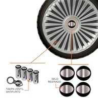 Jogo de Calotas Europa Premium Aro 15 para Toyota Etios, Corolla, Yaris, Prius - Design Moderno com Selo Resinado e Tampa Ventil Cromada - imagem 3