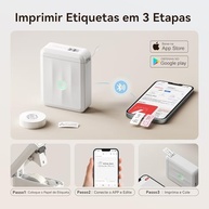 D110 Etiquetadora, Mini Impressora Térmica Bluetooth Portátil, Rotuladora de Etiquetas Adesivas para Casa, Escritório, Cozinha e Escola, com Etiquetas de 12*40mm - 160pcs/Rolo (Meia Polegada), Branca - imagem 4