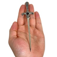 Adaga Cigana em Metal Prata Envelhecido com Pedra Preta - 15 cm - Estilo Étnico e Místico - imagem 4